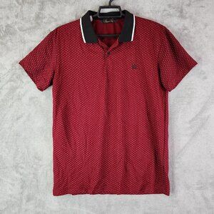 Mens Shun Bo Short Sleeve Burgundy w/ White Polka Dot Golf Polo Shirt Size M
